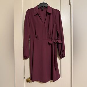 Halogen Deep Burgundy Long Sleeve Dress